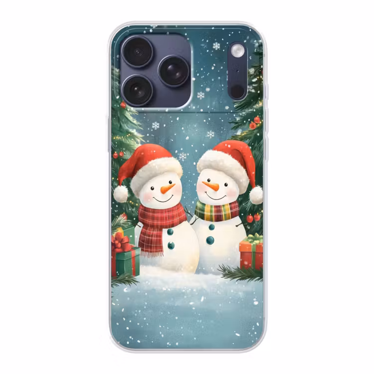 Telefoonhoesje Softcase - Sneeuwpop - Kerstsneeuw - Groen - Rood — 1