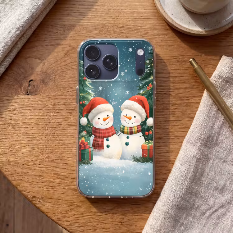 Telefoonhoesje Softcase - Sneeuwpop - Kerstsneeuw - Groen - Rood — 2