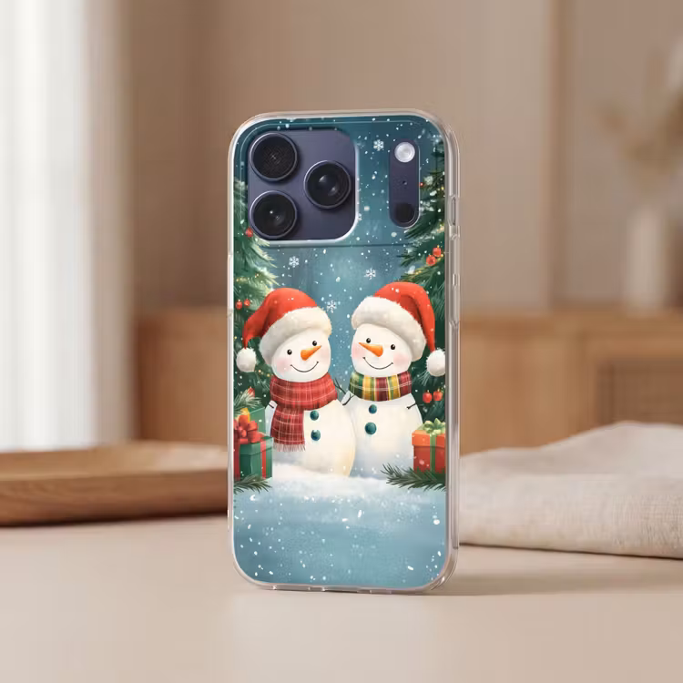 Telefoonhoesje Softcase - Sneeuwpop - Kerstsneeuw - Groen - Rood — 3