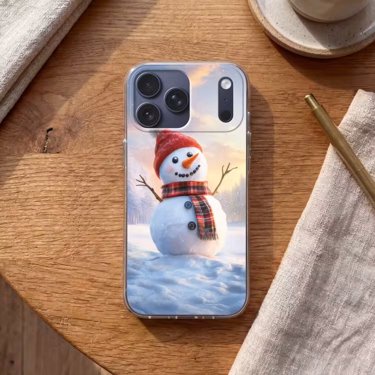 Telefoonhoesje Softcase - Sneeuwpop - Zonsondergang - Wit — 2