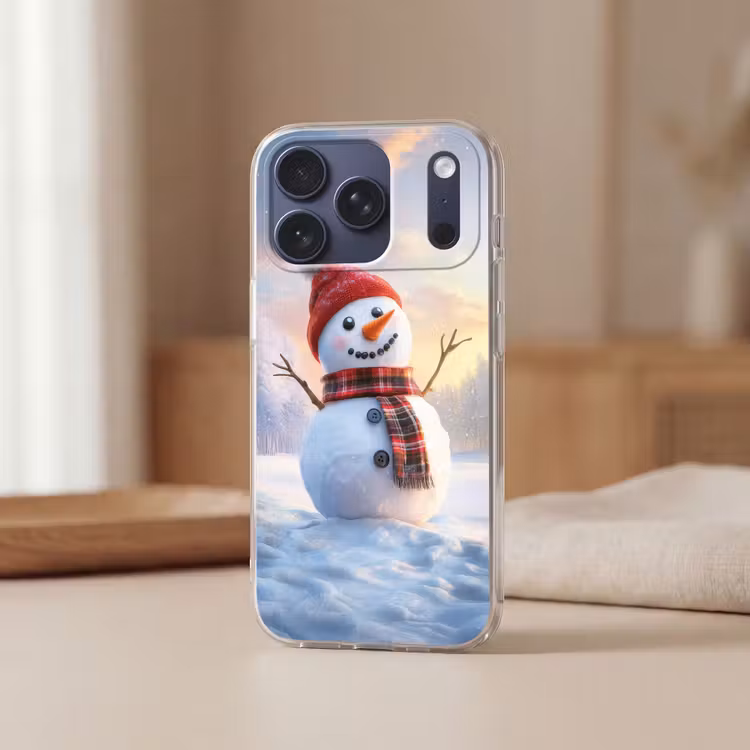 Telefoonhoesje Softcase - Sneeuwpop - Zonsondergang - Wit — 3
