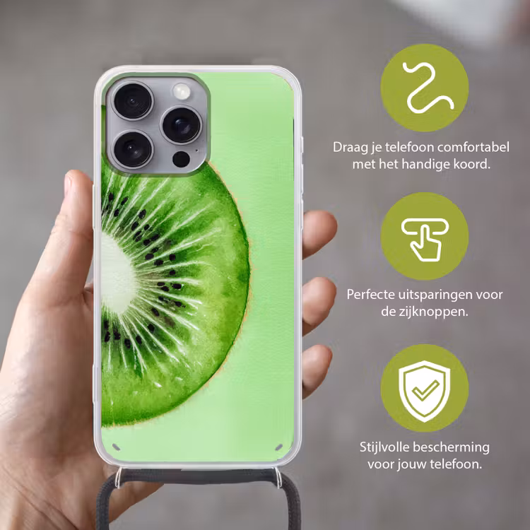 Telefoonhoesje met koord - Kiwi - Groen - Fris — 4