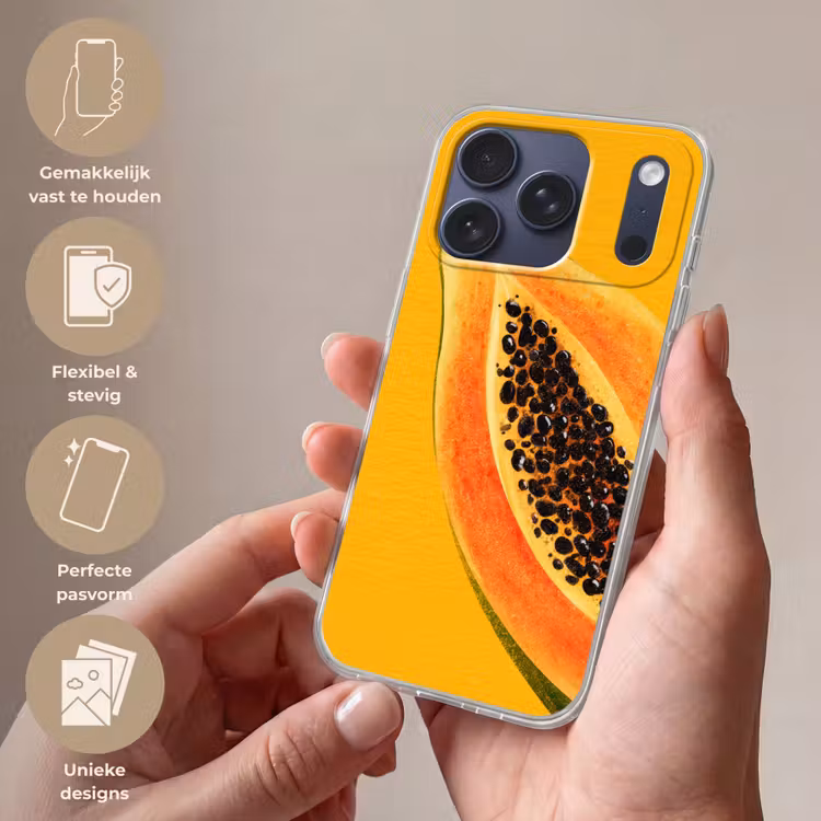 Telefoonhoesje Softcase - Papaja - Oranje - Topisch — 4