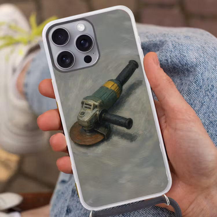 Telefoonhoesje met koord - Haakse slijper - Schilderij - Gereedschap — 2