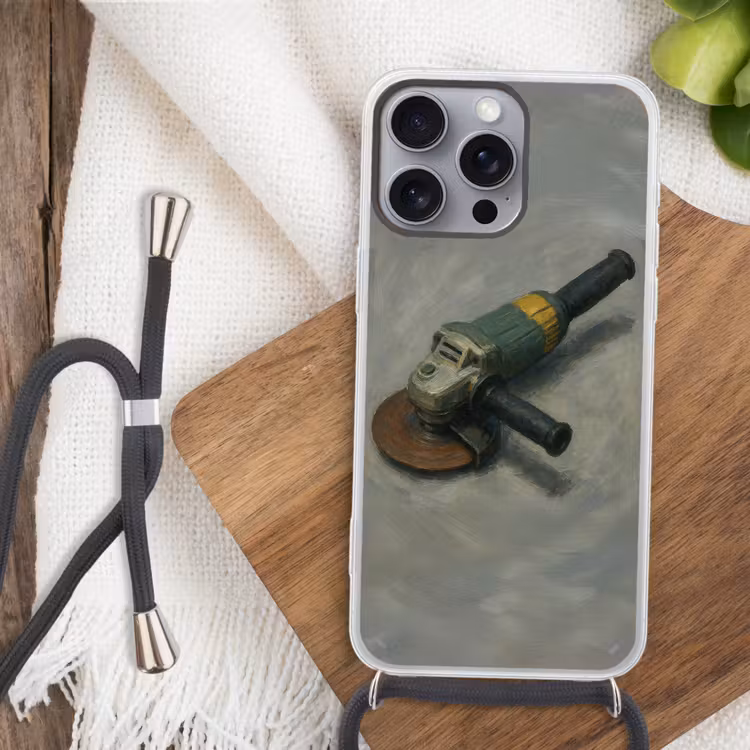 Telefoonhoesje met koord - Haakse slijper - Schilderij - Gereedschap — 3