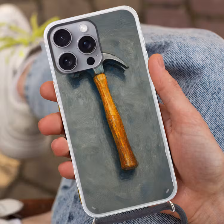 Telefoonhoesje met koord - Hamer - Schilderij - Gereedschap — 2