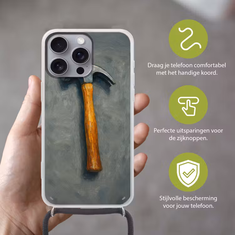 Telefoonhoesje met koord - Hamer - Schilderij - Gereedschap — 4
