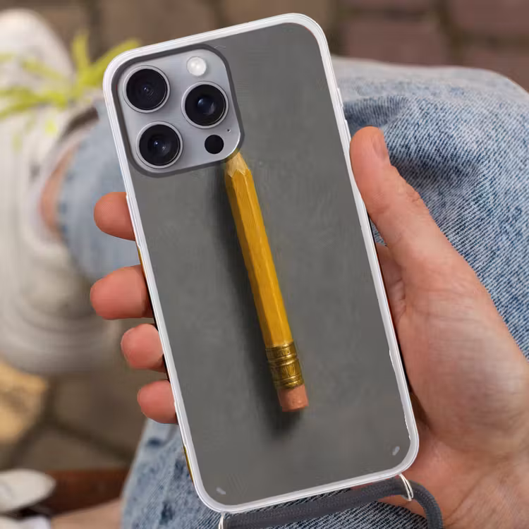 Telefoonhoesje met koord - Potlood - Schilderij - Geel — 2