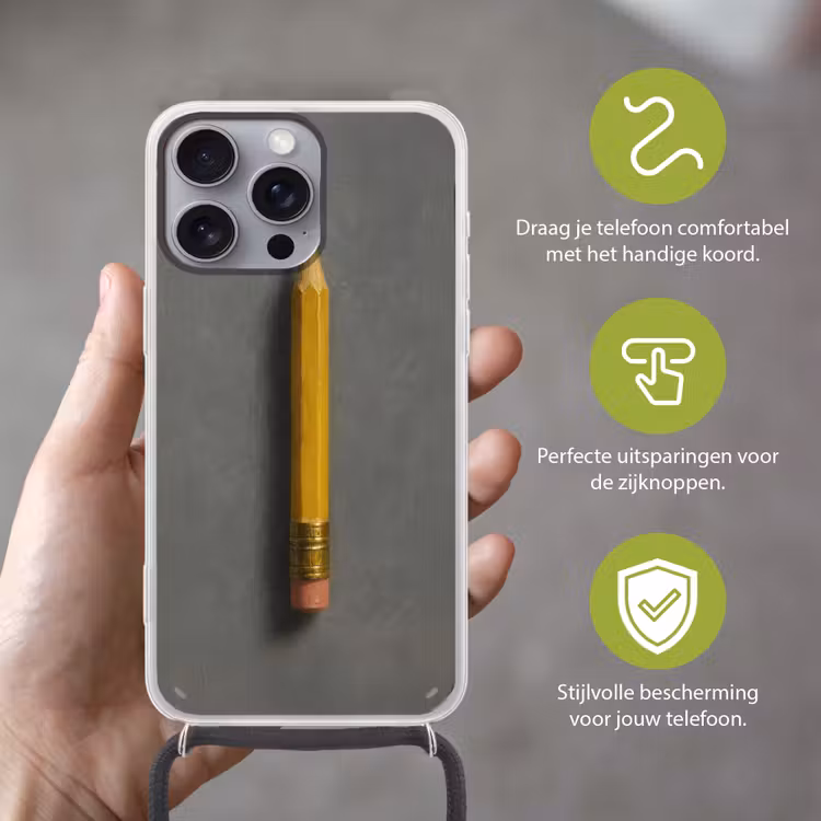 Telefoonhoesje met koord - Potlood - Schilderij - Geel — 4