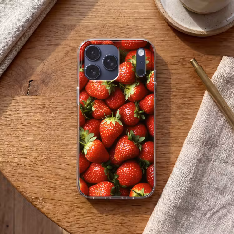 Telefoonhoesje Softcase - Aardbei - Fruit - Rood — 2
