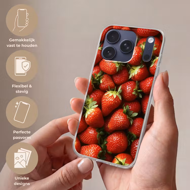 Telefoonhoesje Softcase - Aardbei - Fruit - Rood — 4
