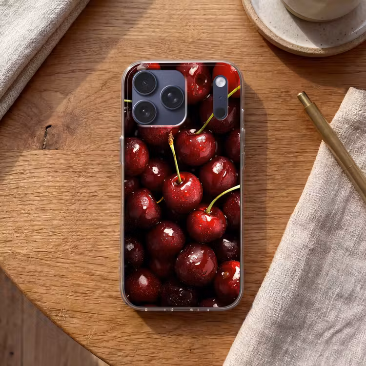 Telefoonhoesje Softcase - Rood - Fruit - Kersen — 2