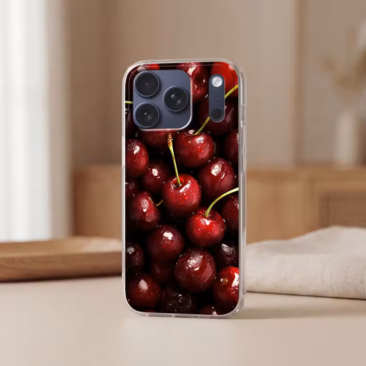 Telefoonhoesje Softcase - Rood - Fruit - Kersen — 3