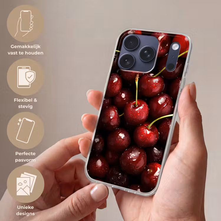 Telefoonhoesje Softcase - Rood - Fruit - Kersen — 4