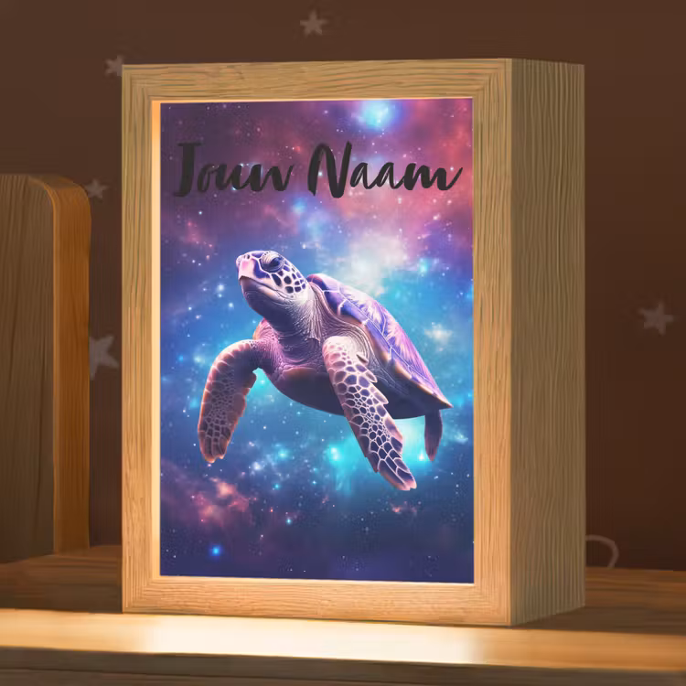 Nachtlampje met naam - Zeeschildpad in Heelal
