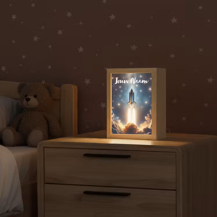 Nachtlampje met naam - Ruimtevaart - Raket - Space - Sterren — 2