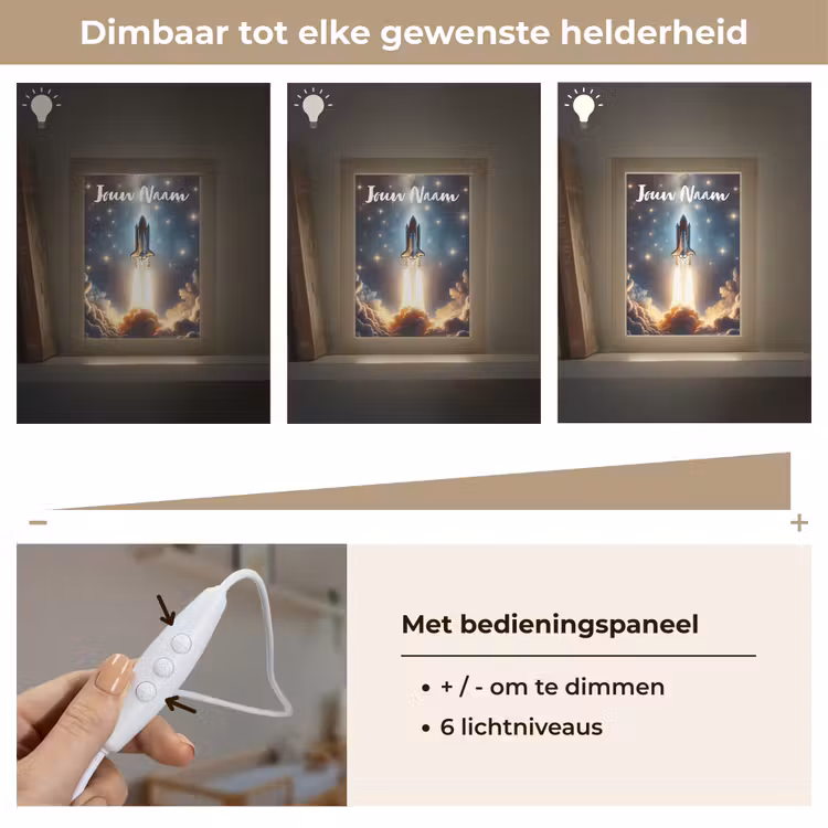 Nachtlampje met naam - Ruimtevaart - Raket - Space - Sterren — 6
