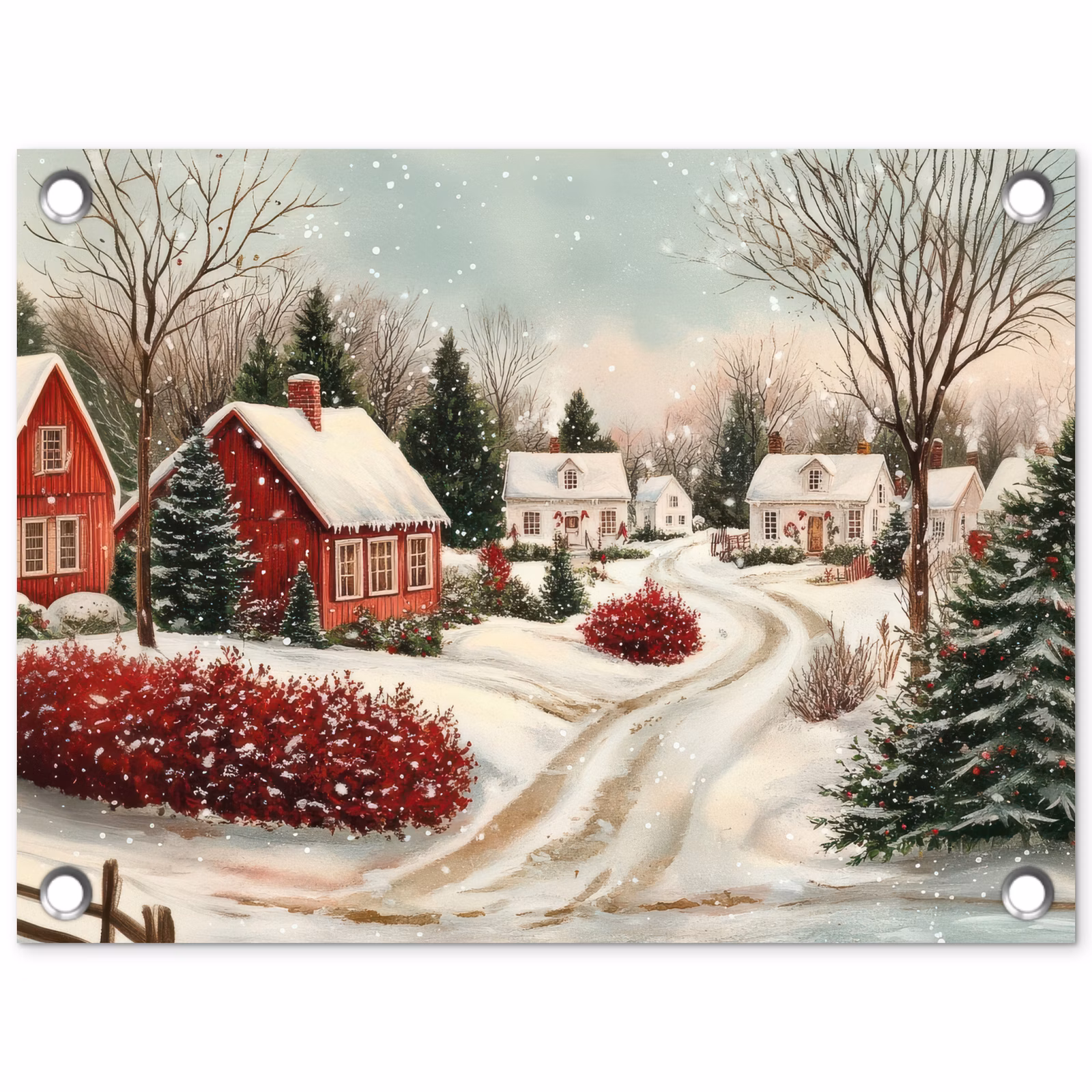 Tuinposter - Kerstsfeer - Landelijk - Rood — 1