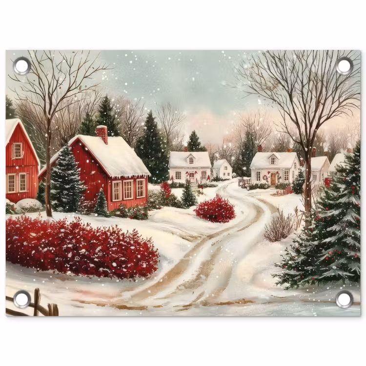 Tuinposter - Kerstsfeer - Landelijk - Rood — 1