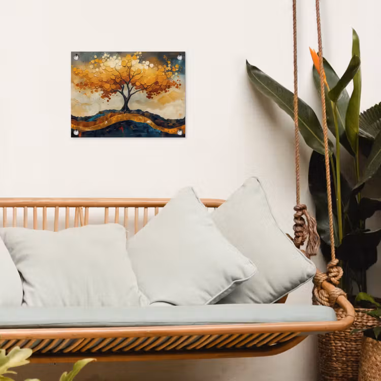 Tuinposter - Gouden Boom Abstract — 5
