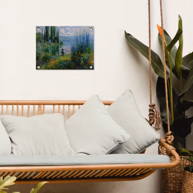 Tuinposter - Bloemen - Meer - Bergen - Groen — 5