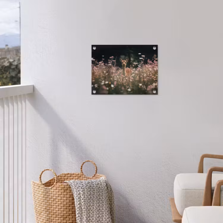 Tuinposter - Hertenkalf in Bloemenveld — 3