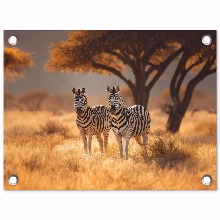 Tuinposter - Zebra's Savanne Acaciaboom