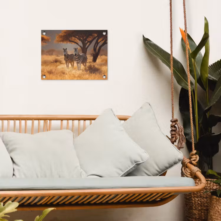 Tuinposter - Zebra's Savanne Acaciaboom — 5