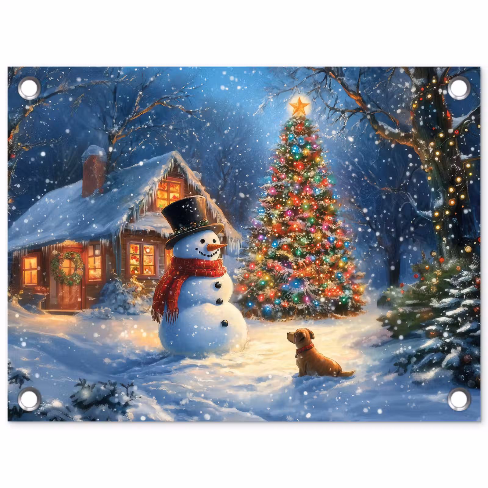 Tuinposter - Kerstwonder - Winteravond - Kleurrijk — 1