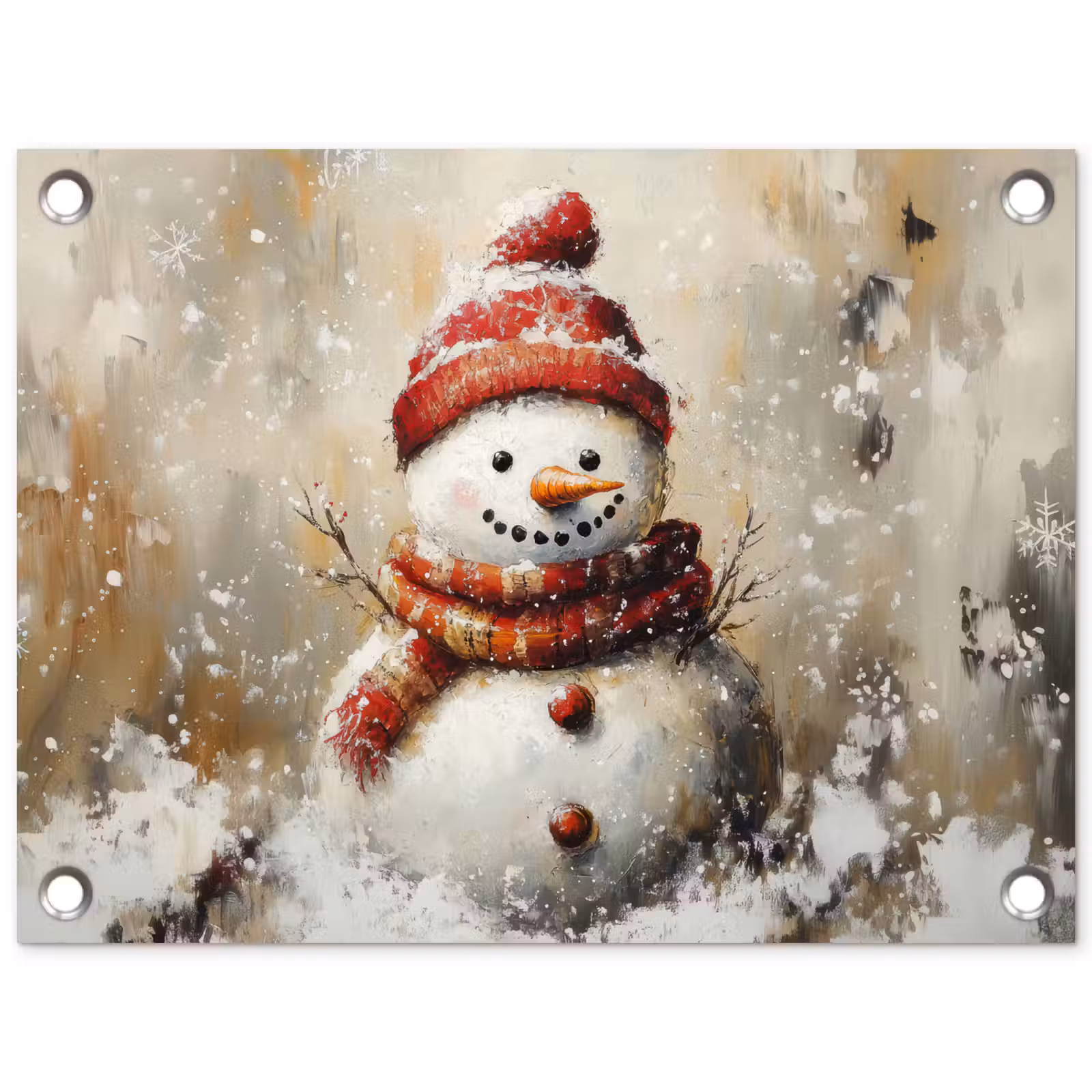 Tuinposter - Sneeuwpop - Winter - Sneeuw - Beige — 1