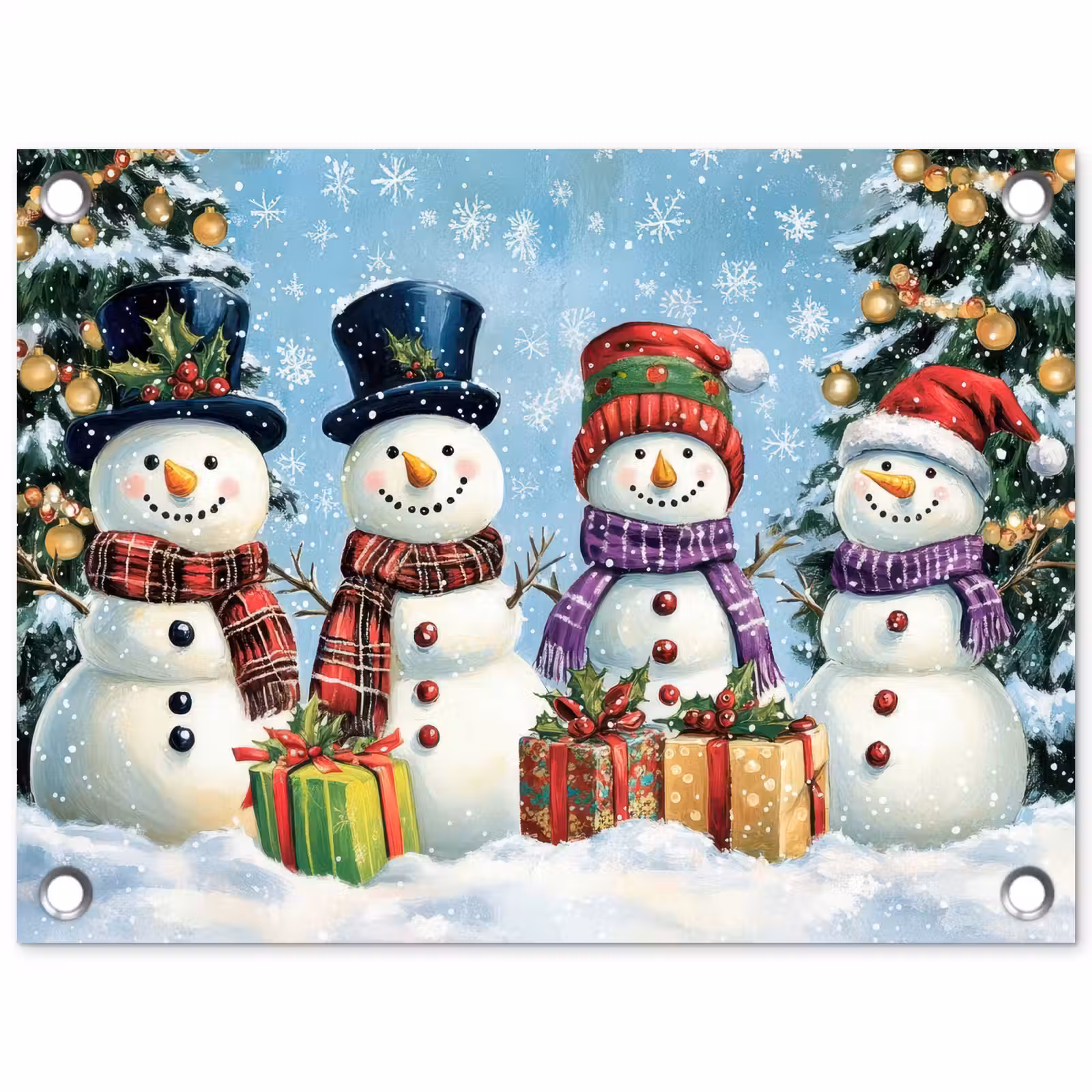 Tuinposter - Vrolijk - Sneeuw - Kleurrijk — 1