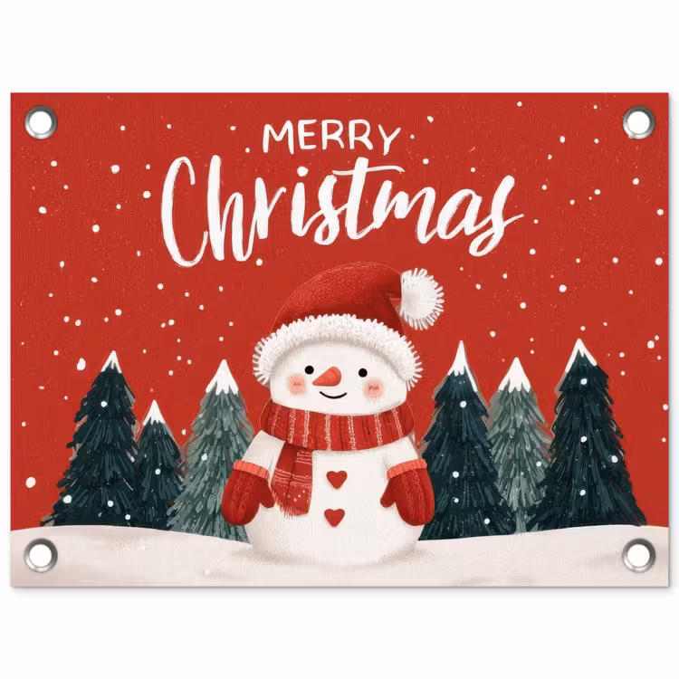 Tuinposter - Kerstgroet - Sneeuw - Rood — 1