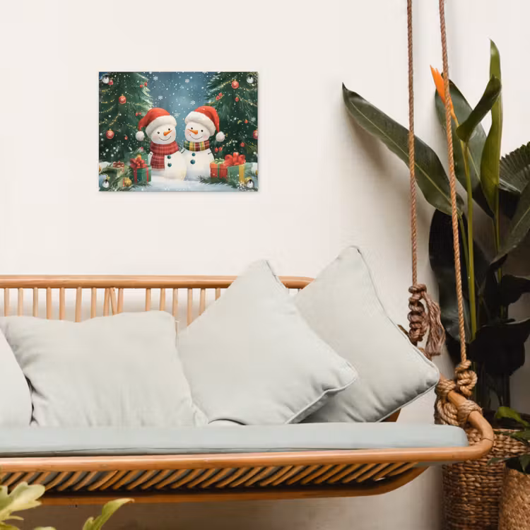 Tuinposter - Sneeuwpop - Kerstsneeuw - Groen - Rood — 5