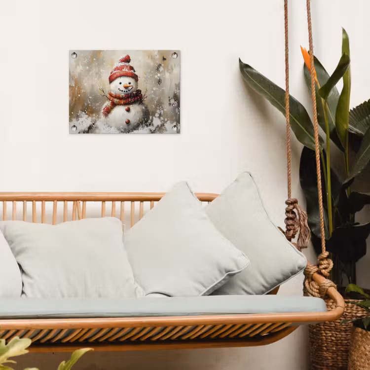 Tuinposter - Sneeuwpop - Winter - Sneeuw - Beige — 5
