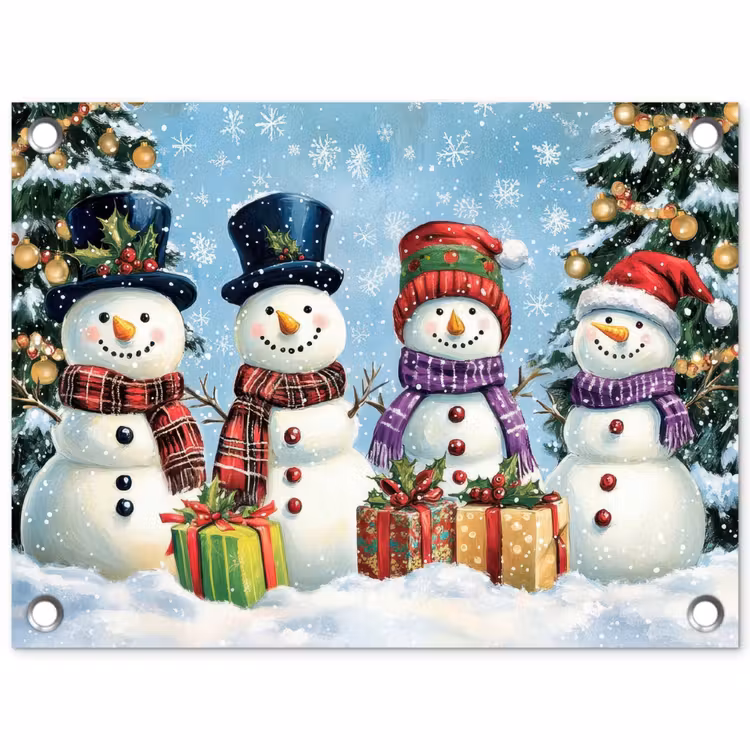 Tuinposter - Vrolijk - Sneeuw - Kleurrijk — 1