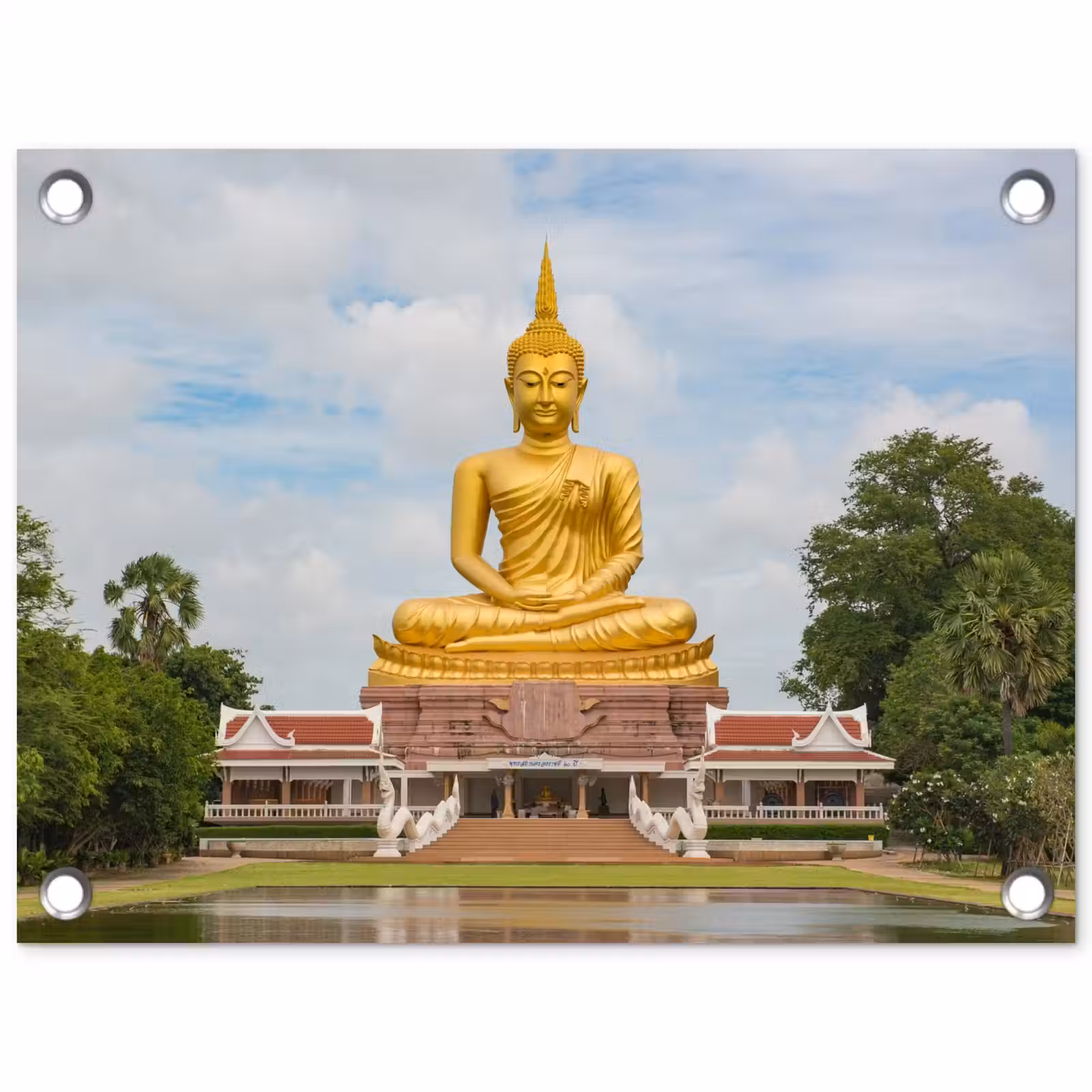 Tuinposter - Boeddha - Buddha beeld - Goud - Religie — 1