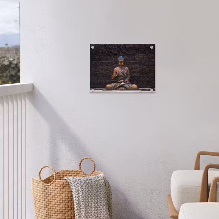 Tuinposter - Boeddha - Buddha beeld - Bruin - Spiritueel - Meditatie — 3