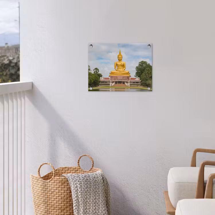 Tuinposter - Boeddha - Buddha beeld - Goud - Religie — 3