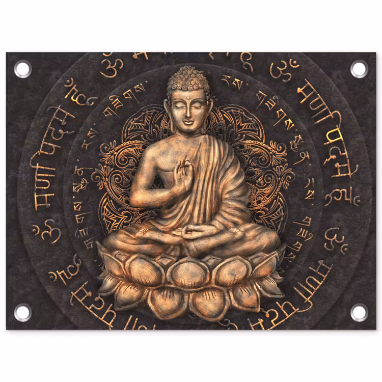 Tuinposter - Boeddha - Mantra - Meditatie - Spiritueel - Koper — 1