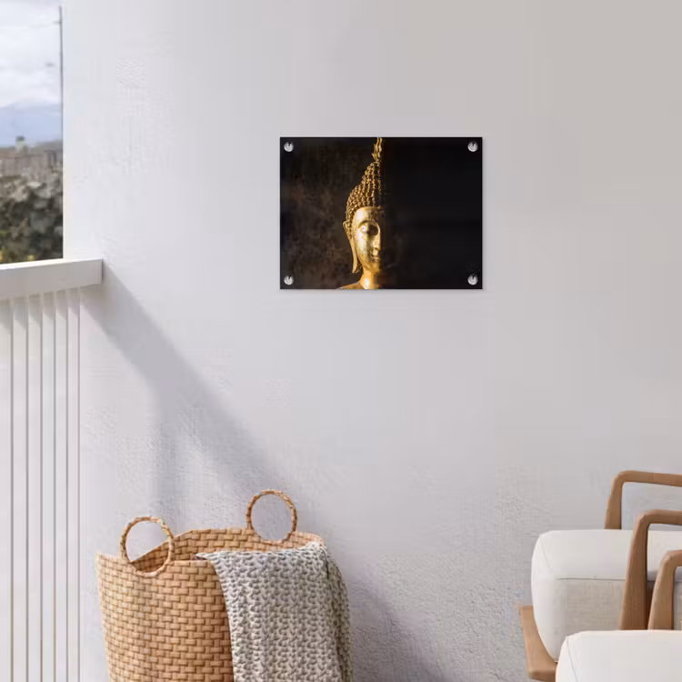 Tuinposter - Buddha - Boeddha beeld - Goud - Spiritueel - Zwart — 3
