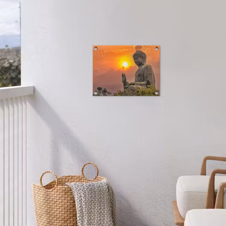 Tuinposter - Buddha - Zonsondergang - Boeddha beelden - Planten — 3