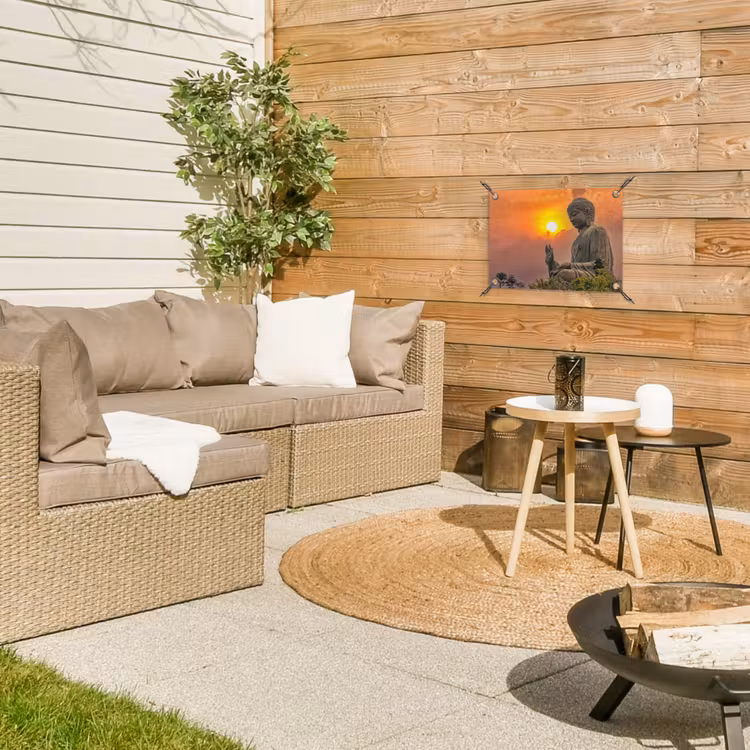 Tuinposter - Buddha - Zonsondergang - Boeddha beelden - Planten — 4