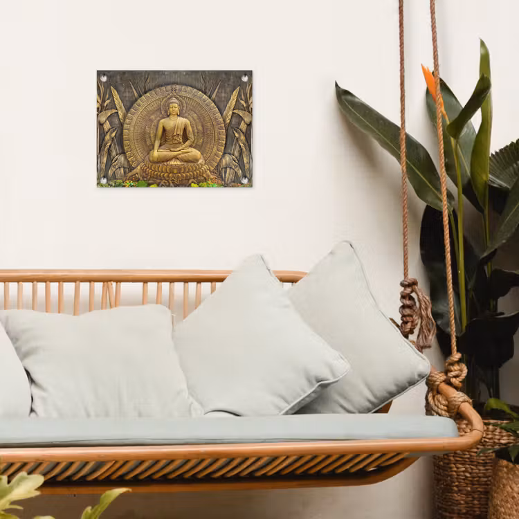 Tuinposter - Goud - Boeddha beeld - Spiritueel - Meditatie — 5
