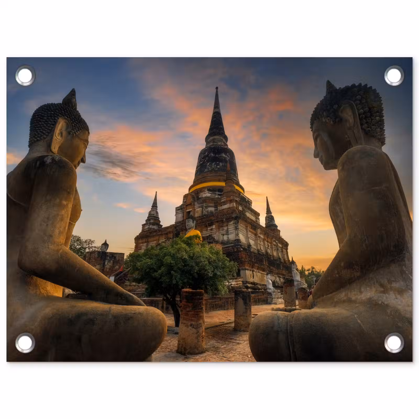 Tuinposter - Tempel - Zonsondergang - Boeddha beelden - Buddha — 1