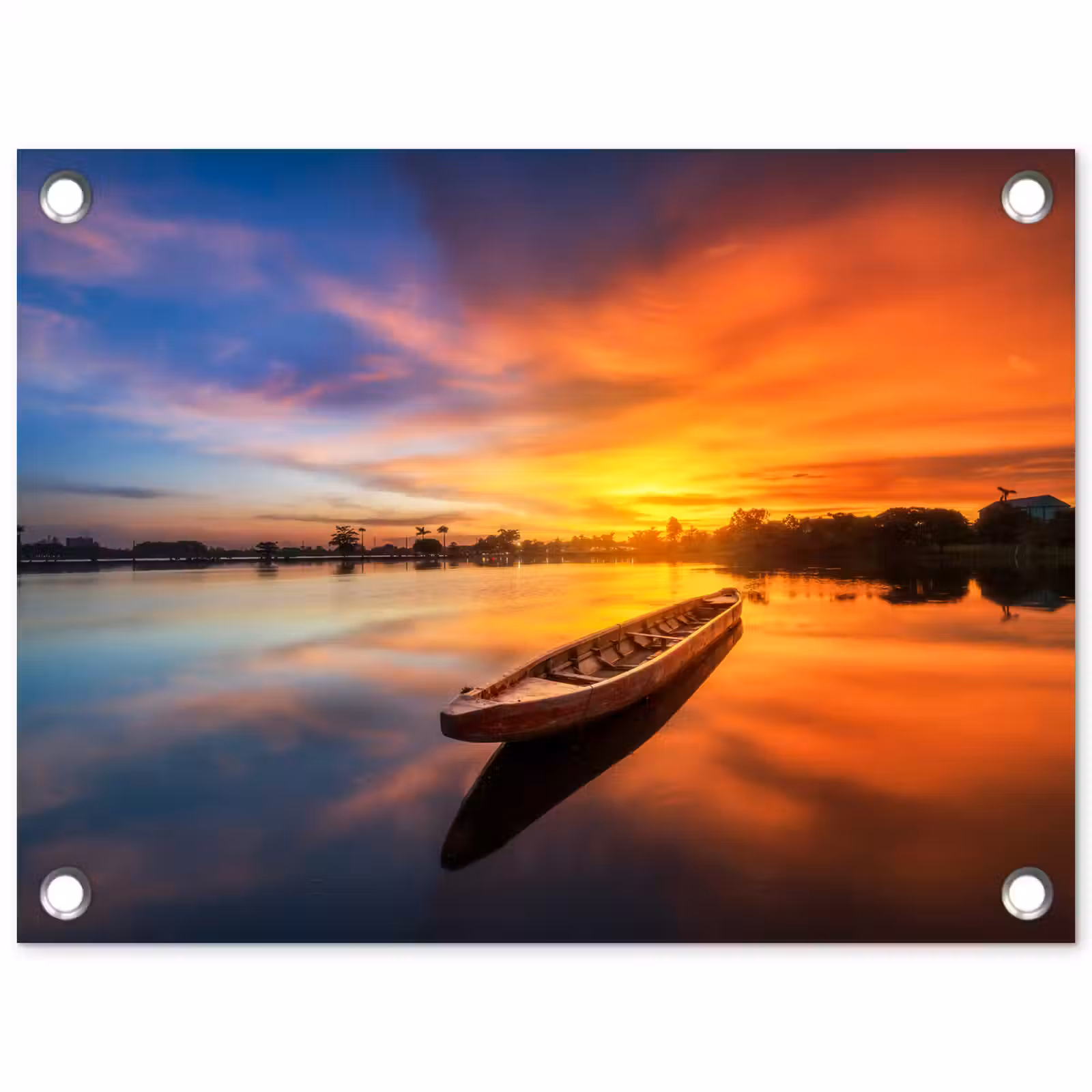 Tuinposter - Boot - Water - Zonsondergang - Oranje - Water — 1