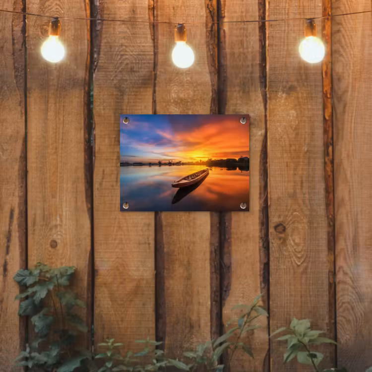 Tuinposter - Boot - Water - Zonsondergang - Oranje - Water — 2