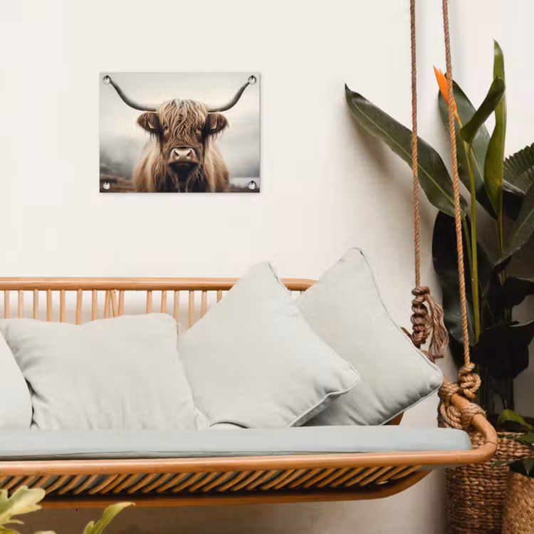Tuinposter - Schotse hooglander - Hoorns - Landschap — 5