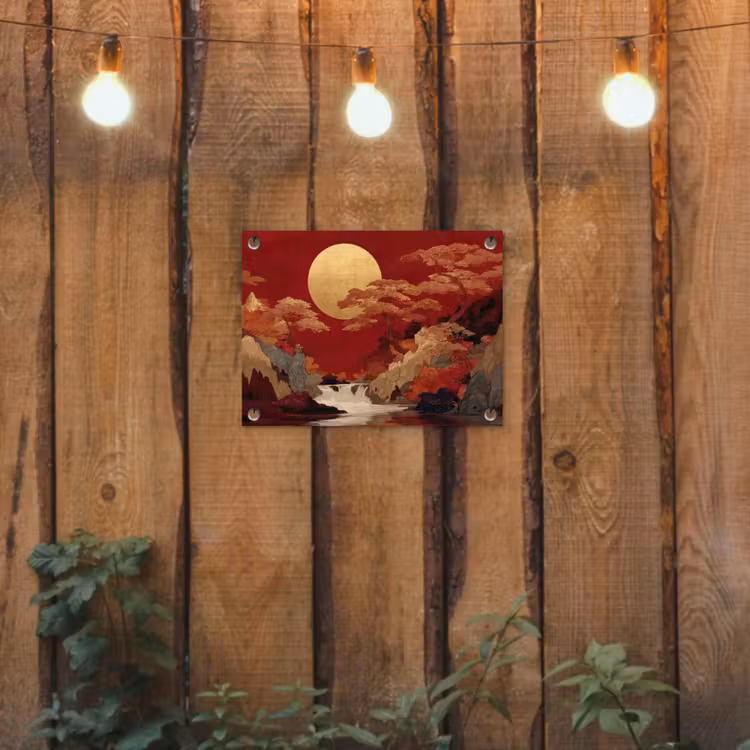 Tuinposter - Volle maan - Landschap - Waterval — 2