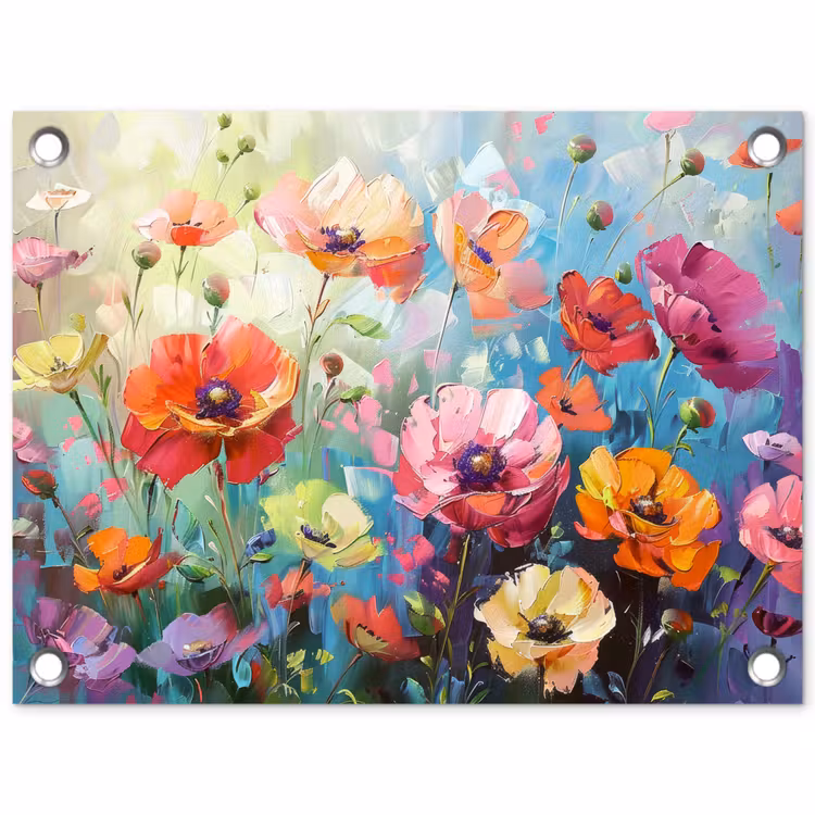 Tuinposter - Bloemen - Kleurrijk - Waterverf - Natuur - Zomer — 1