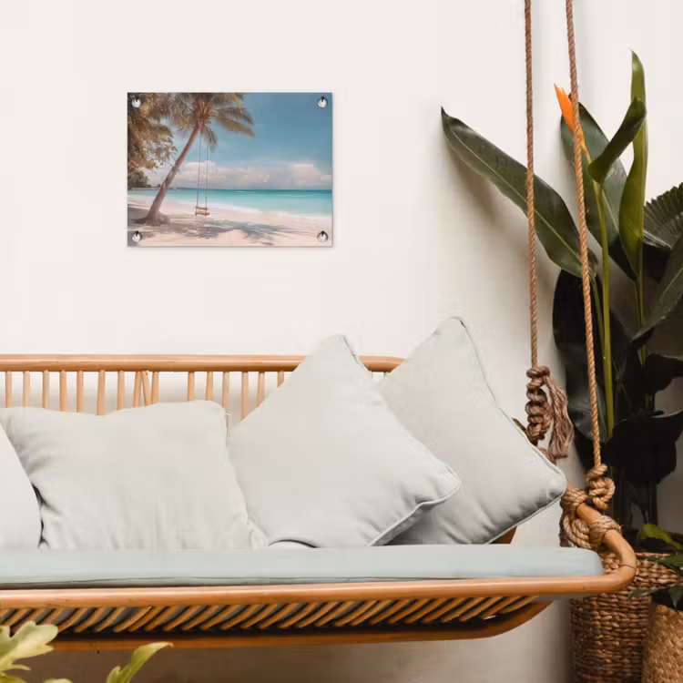 Tuinposter - Tropisch Strand Palmboom Schommel — 5